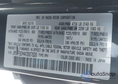 2019 Mazda Cx-5 Grand Touring from USA, damaged, VIN JM3KFBDM4K0587829